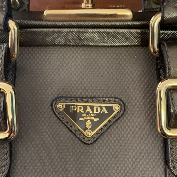 Prada Gold Canvas & Saffiano Leather Doctor Bag - Picture 7 of 13